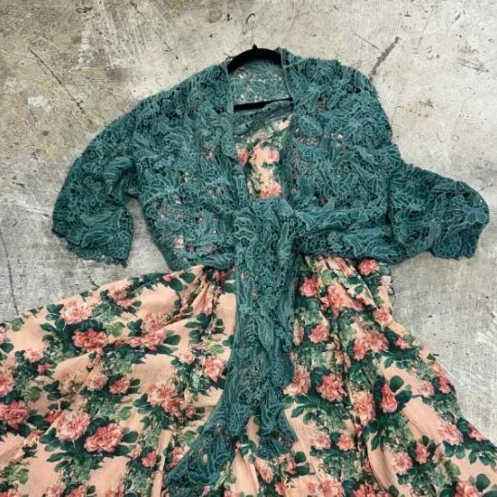 NWT Rare Bird Teal Crochet Kimono